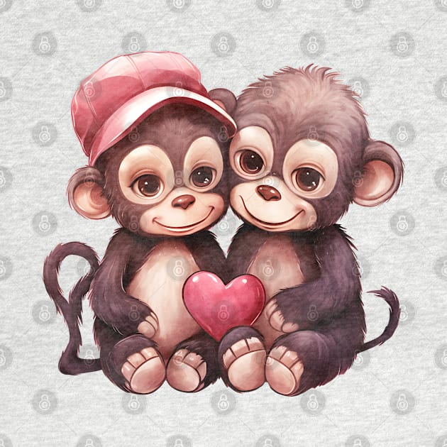 Valentine Chimpanzee Couple by Chromatic Fusion Studio